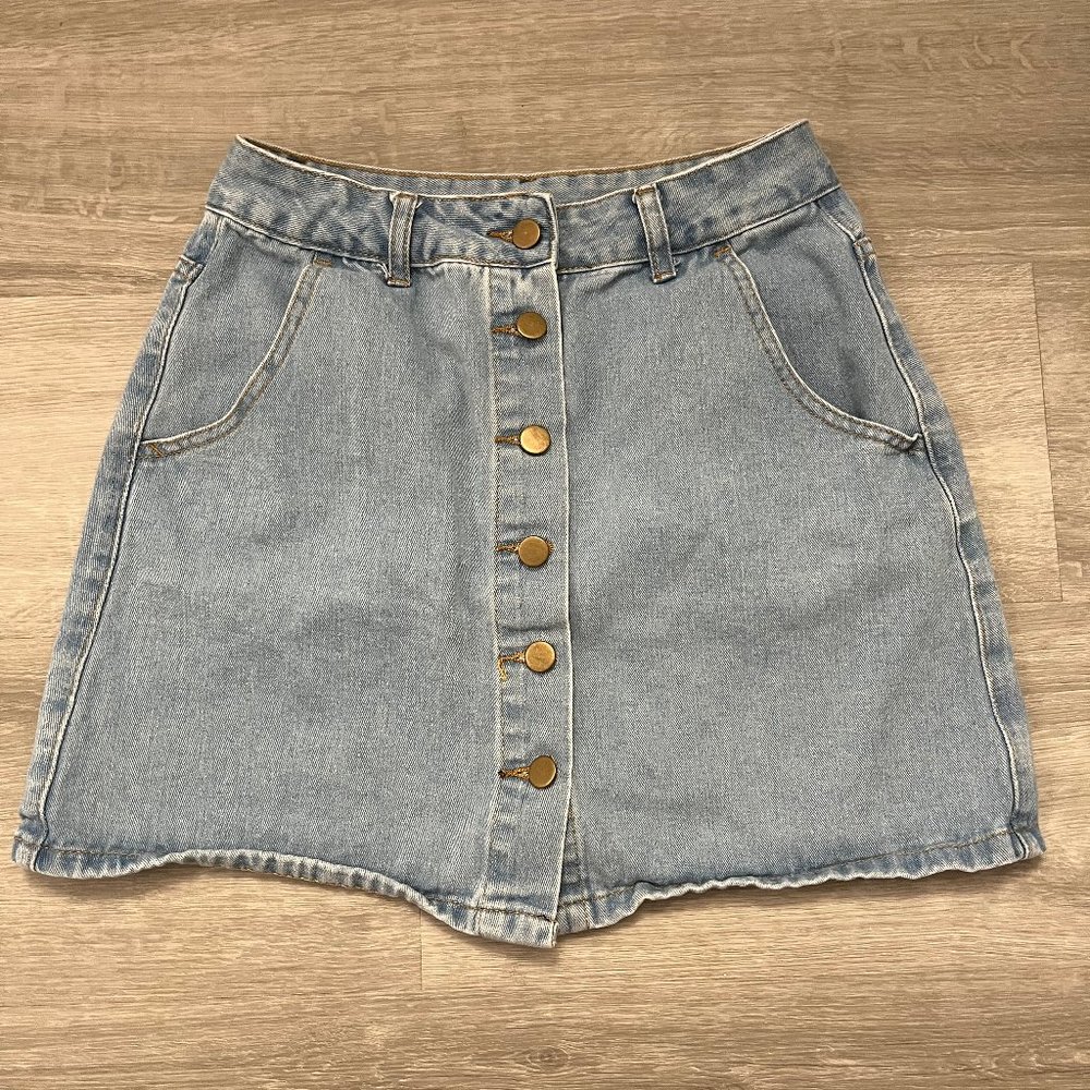 Button up denim skirt
